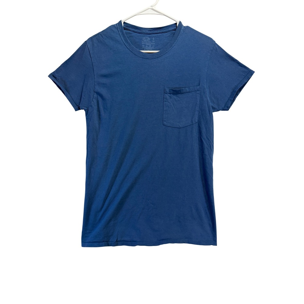 Fruit of the Loom Mens Blue Short Sleeve Pocket T-Shirt Cotton Crew Neck Small